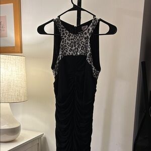 Cache Black Dress with Gray Leopard Accents